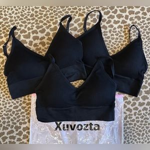 NWT Xuvozta Set of 3 Black Wireless Low Back Adjustable Padded Pull-On Bra Tops